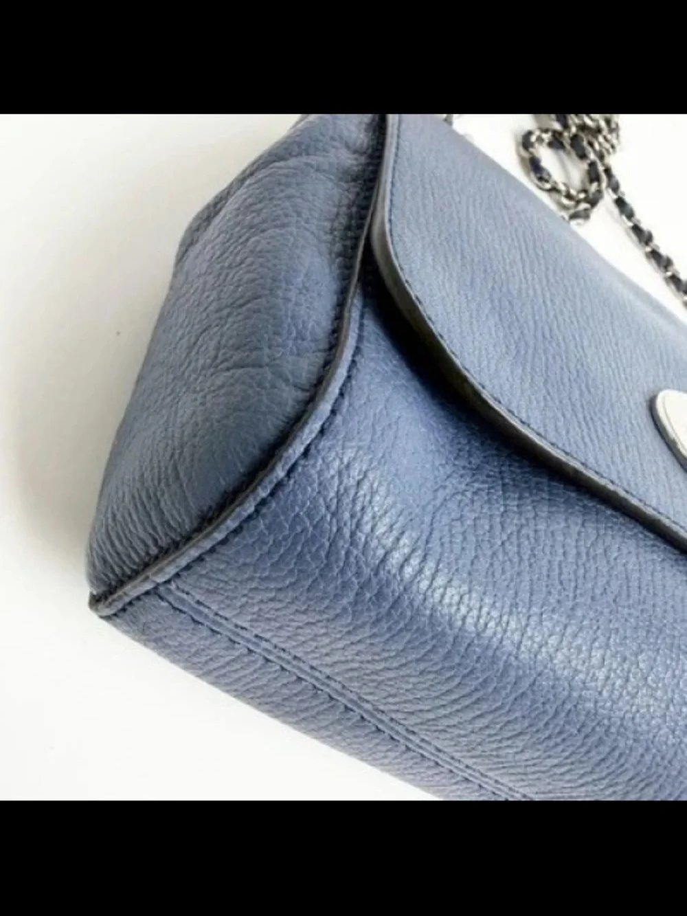 Mulberry Navy Blue Leather Crossbody with Silver Chain